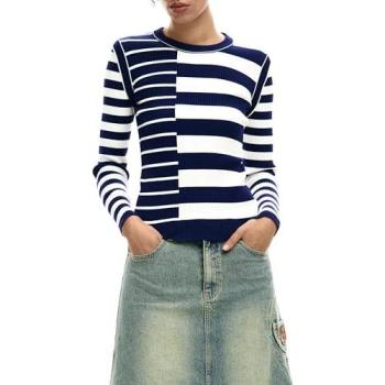 White Rib‑Striped Knitwear, Size M