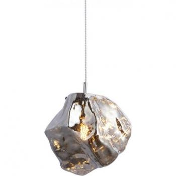 Netlighting Rock Modern Contemporary Single Pendant Light with Metallic Chrome Glass Shade and Chrome Plating