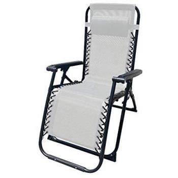 Marbueno tumbona plegable acero con cojin jardin y piscina 90x66x108 cm gravedad cero gris 10009