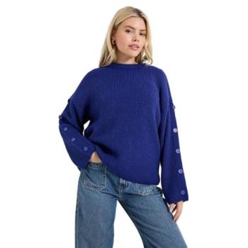 Coat‑Style Cobalt Buttoned Top – S