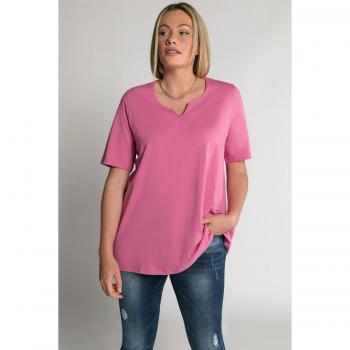 T-shirt cotone rossa donna taglio svasato scollo a tunica mezze maniche 60/62