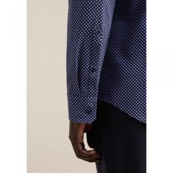Chemise d'affaires en coton imprimée, slim fit, marine, taille 43
