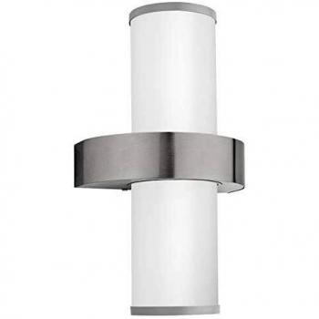 EGLO Beverly Außen-Wandleuchte – Dual‑Flame Design, UP & DOWN Beleuchtung, Silber/Glas