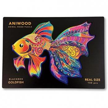 Goldener Fisch Kontur‑Puzzle – ANIWOOD, 150 Stück, Holz
