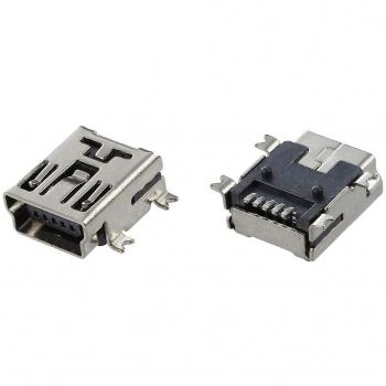 Mini USB type B femelle 5-pin pour circuits imprimés, 10 pièces – options argent/noir