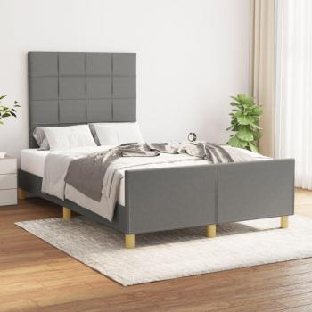 Dunkelgraues Bettgestell mit Kopfteil 120x200 cm ohne Matratze aus Stoff
