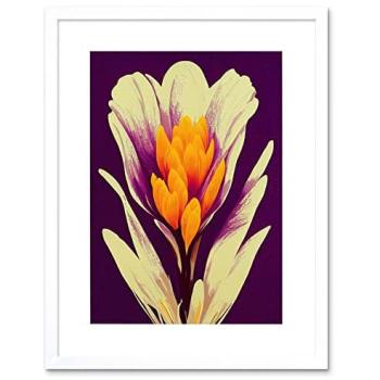 Artery8 Vibrant Saffron Crocus Wall Art – 9x7 Framed, White Background