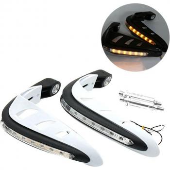 Lenkerschutz mit integriertem LED-Licht und Sicherheitsmerkmalen für Motorräder