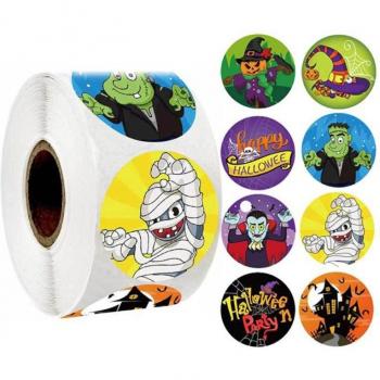 Étiquettes de cuisson papier autocollant pour Halloween, rouleau de 500 pièces