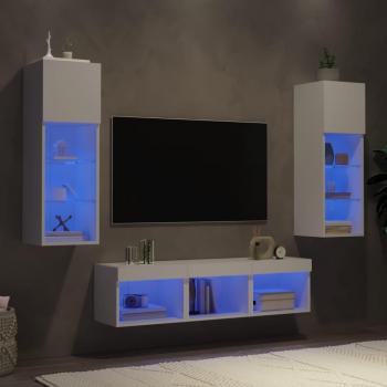 VidaXL 5-Tier LED TV Wall Mount, White Engineered Wood