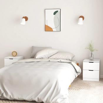 Meuble de Chambre – Table de Chevet 2 pièces (blanc, bois d’ingénierie)