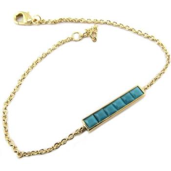 Goudgebleekte Lily Boho Armband Turkoois 20x4 mm