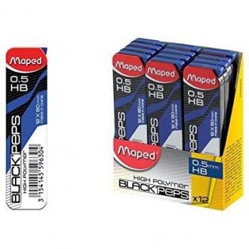 Set de 12 mines porte-mine Maped Black Peps 0,7 mm