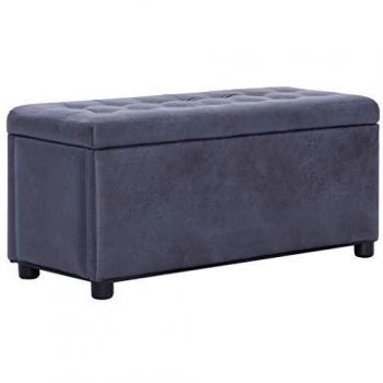 Lavish Gray Velvet Ottoman 87.5 cm, Dual Function: Seat & Storage