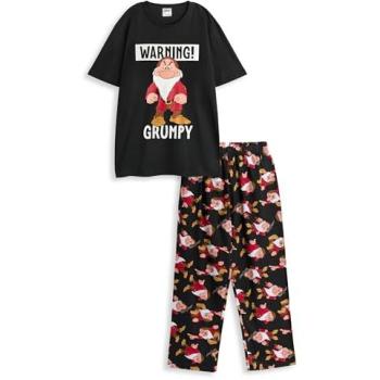 Black XL Disney Men’s Long‑Leg Short‑Sleeve Pyjamas