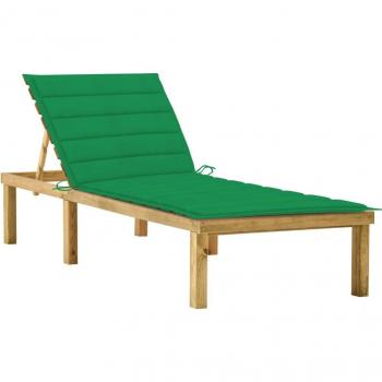 Lit de jardin en bois avec coussin vert
