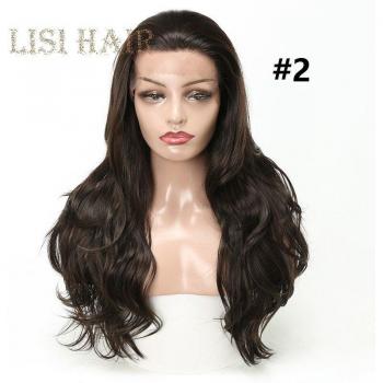 LISI HAIR Women's 26-Inch Long Wavy Synthetic Lace Front Wig in Pure Black
