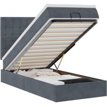 Cama Otomana con Colchón de Terciopelo Gris Oscuro – Versión Vidaxl