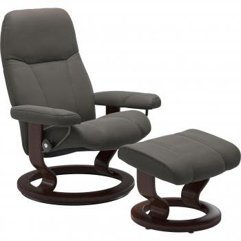 Relaxsessel Consul von Stressless® – Set mit Hocker, Classic Base, Braun, M