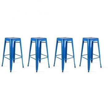 Set di 4 sgabelli bar acciaio blu brillante