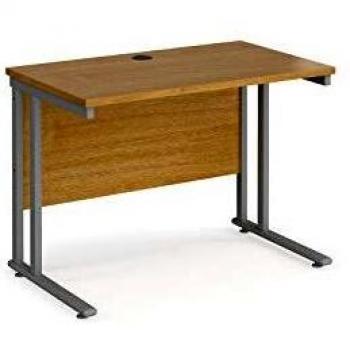 Maestro 25 SL Oak Top Straight Desk with Silver Cantilever Frame