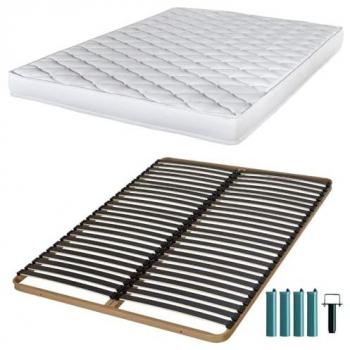 Ensemble Lit EBAC Marly Mousse Sommiers Métal 120x190 cm Hauteur 15 cm Support Rigide