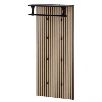 MÖBELPARTNER Wandgarderobe Hank 157120 eiche Holz 8 Haken 50,0 x 110,6 cm eiche/Akustikoptik