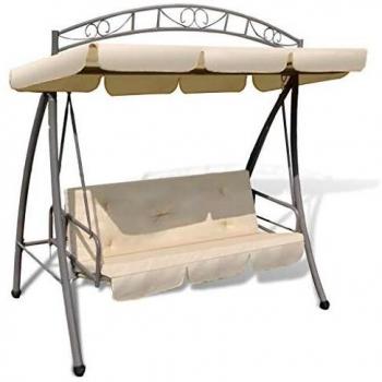 Balancelle d'extérieur vitaXL avec auvent blanc sable