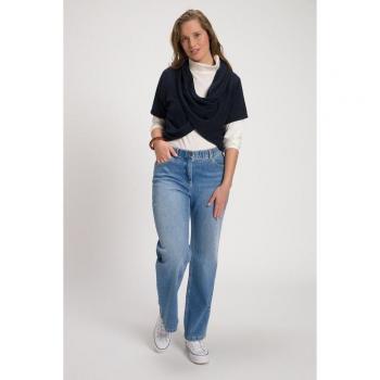 Maglia in cotone biologico con colletto a scialle e mezze maniche, per donna, blu, taglia 60/62