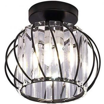 Flush Mount Crystal Ceiling Light Fixture for Living Room and Hallway
