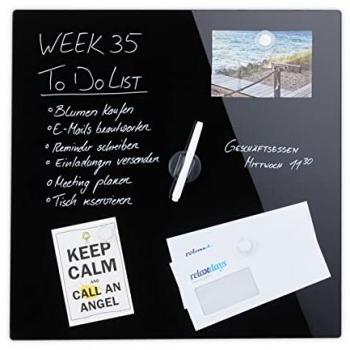 Relaxdays 5‑Square Magnetic Glass Board – 20 in × 20 in, Black