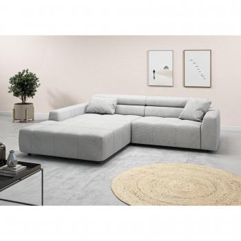 3C Candy Ecksofa Denver in Silber mit motorischer Verstellung