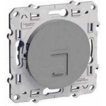 Prise RJ45 Grade 1 Schneider Electric Odace pour téléphone et informatique en aluminium, cat. 6 UTP, à vis
