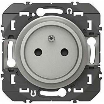 Prise Legrand 2P+T Aluminium Faible Profondeur