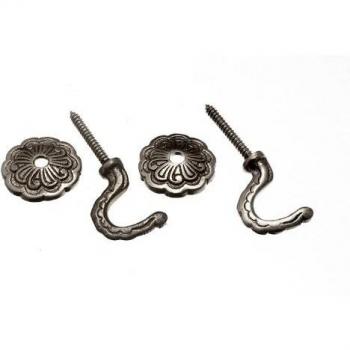 Stylish Chrome Finish Curtain Tie Hold Back Hooks with Rosette and Plate
