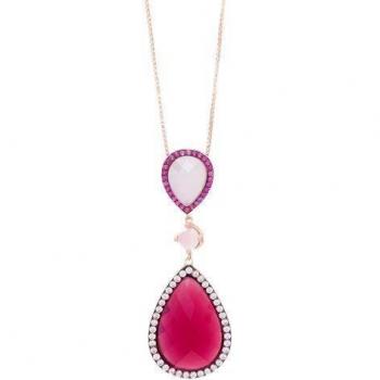 Colgante de Plata con Baño de Oro Rosa y Cuarzo