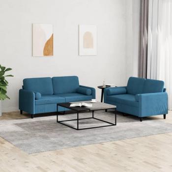 VidaXL Sofa-Set 2-tlg. mit Kissen Blau Samt