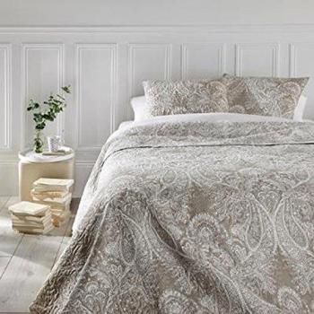 Plaid de Lit Beige avec 2 Taies en Polyester