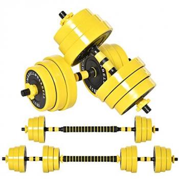 HOMCOM 25 kg Ergonomisches 2-in-1 Hantelset in Gelb und Schwarz