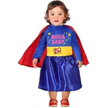 ATOSA 57026 – Comic‑Heldin Outfit Mädchen 12–24 Monate in Blau, Rot & Gelb