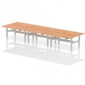 Air Back-to-Back Height Adjustable 6 Person Bench Desk