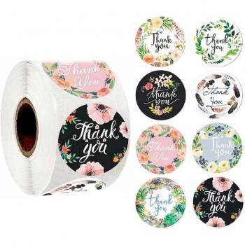 Set de 500 Pegatinas Floral de Gracias para Matrimonio