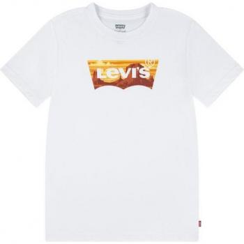T‑shirt Levi’s LVB Enfant – Lumière Dorée, Ailes de Feu, Blanc Pailleté