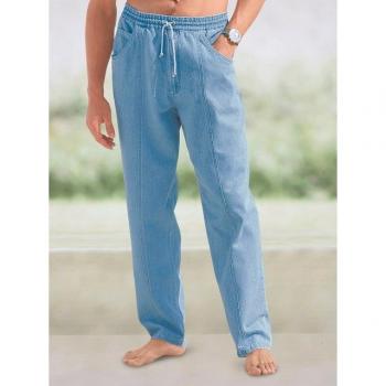 Classic Schlupfjeans Herren – Gr. 32, Unterbauchgrößen, blau-bleached, 100 % Baumwolle, unifar