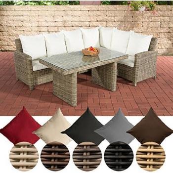 CLP Minari Rattan‑Set: 6‑Sitzer mit Aluminiumrahmen, Cremeweiß