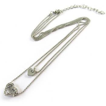 Double Silver Love Necklace by Les Trésors De Lily (N8450)