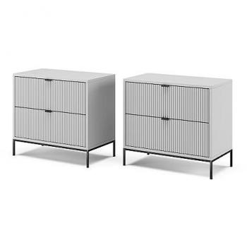 Vicco Nachtkommode Eliza 2er Set, Grau, 66 x 60 cm mit 2 Schubladen