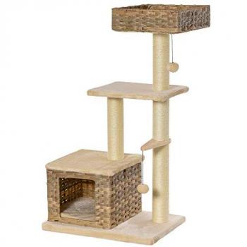 Arbre à Chats avec Griffoirs en Sisal et Niche, 3 Plateformes Beige