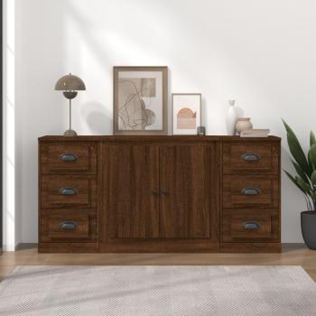 VidaXL Sideboard Set 3 Stück Braun Eichen-Optik Holzwerkstoff