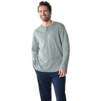Pyjama Long Hommes Interlock Vert XL Coton
